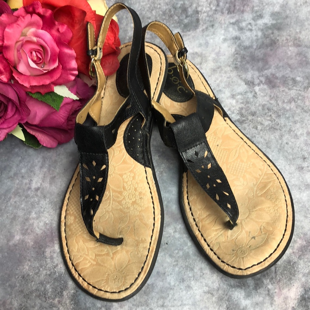 BOC Black leather T-Strap sandals